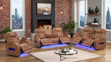 Load image into Gallery viewer, S2024 Skyline Reclining Set (Sand & Brown & Black)