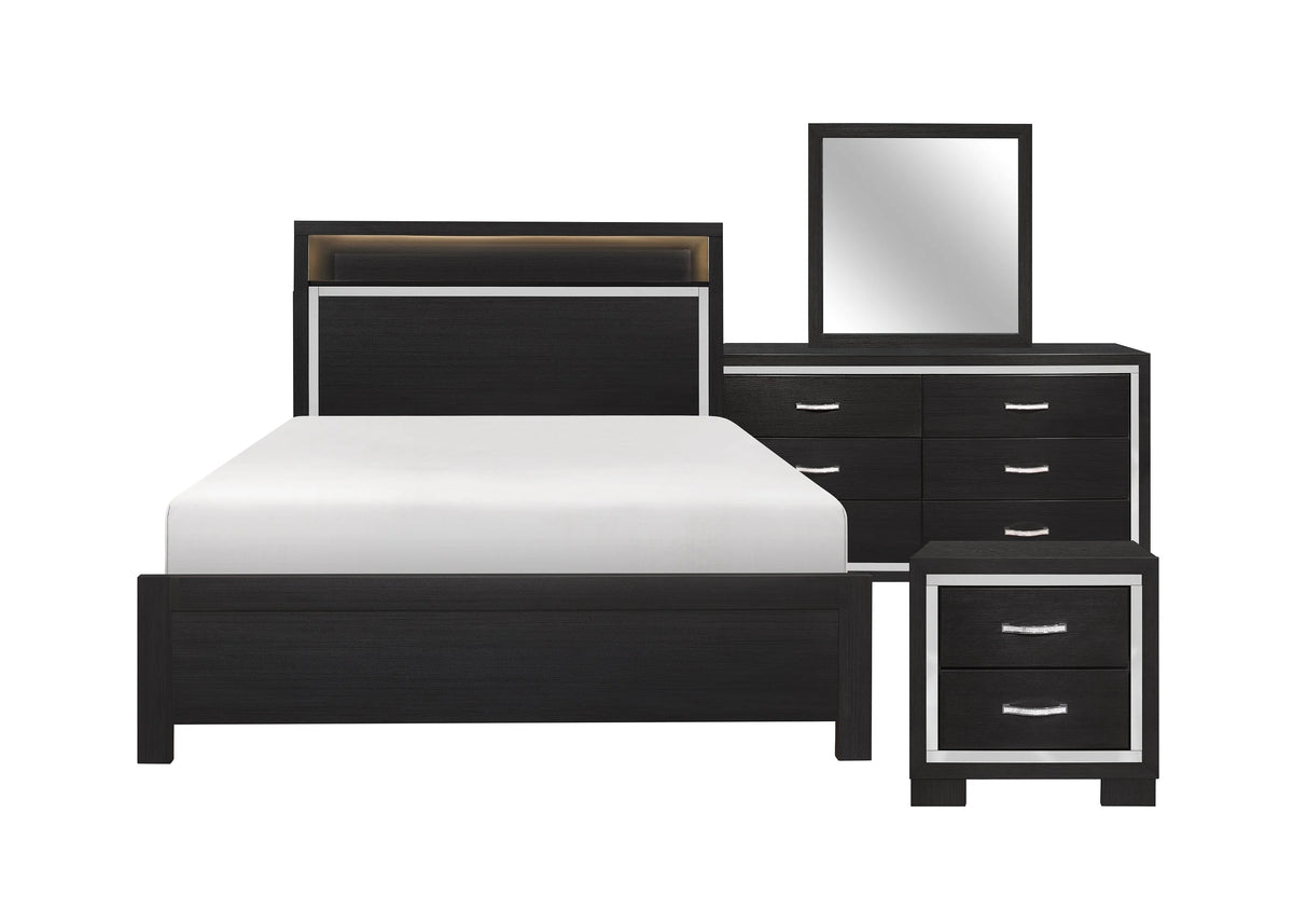 BELLANTE BLACK QUEEN 6PC BEDROOM SET SH2216BK Mattress Shack