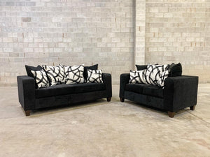 110 2PC SOFA & LOVESEAT W/ PILLOWS (8 COLORS)