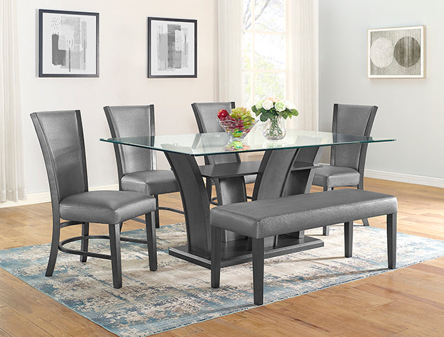 CAMELIA GLASS-TOP 5PC DINING SET
