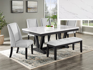 VANCE FAUX MARBLE WINGED 5PC DINING SET