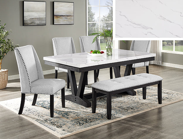 VANCE FAUX MARBLE WINGED 5PC DINING SET