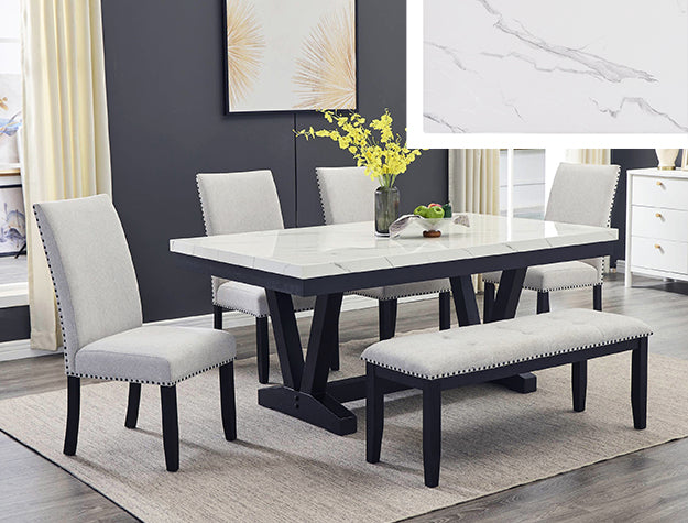 VANCE FAUX MARBLE 5PC DINING SET