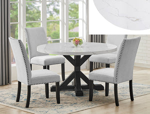 VANCE ROUND FAUX MARBLE 5PC DINING SET