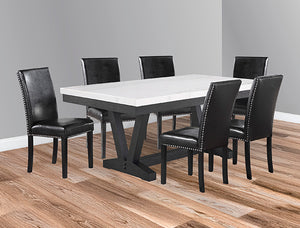 VANCE FAUX MARBLE LEATHER 5PC DINING SET
