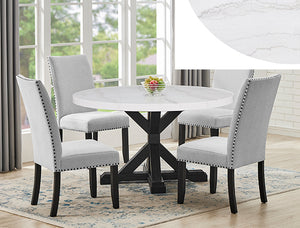 VARLEY ROUND GENUINE MARBLE 5PC DINING SET
