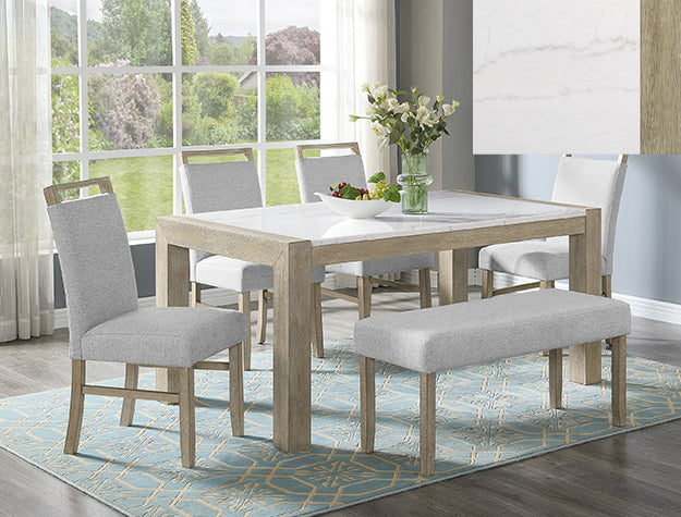 DUNE GENUINE MARBLE 5PC DINING SET