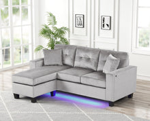Load image into Gallery viewer, MESSI FABRIC LED REVERSIBLE SECTIONAL (2 COLORS)
