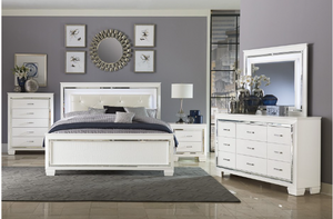 ALLURA WHITE QUEEN 6PC BEDROOM SET WITH LED
