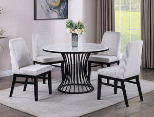 HADLEY FAUX MARBLE ROUND 5PC DINING SET (2 COLORS)