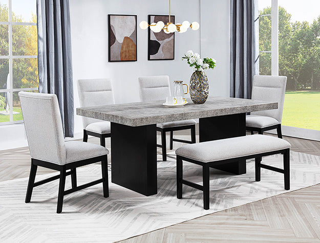 2225BK-6P SEBASTIAN DINING SET BLACK