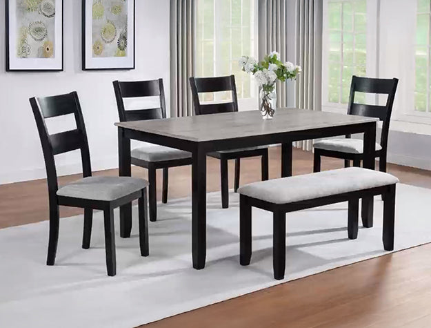 LESTER 6-PK DINING W/BENCH TWO-TONE
