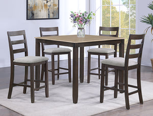 BRANSON 5PC COUNTER HEIGHT DINING TABLE LIGHT BROWN