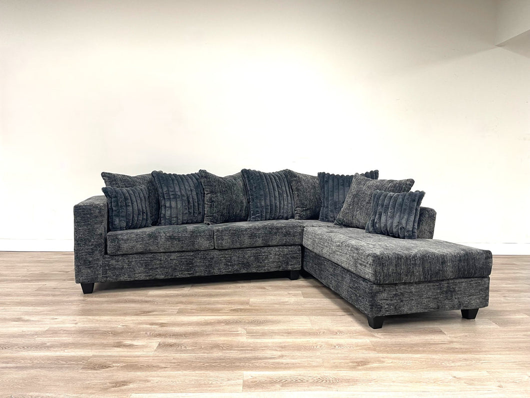 Emelias 410 Sectional (Charcoal, Black & Light Grey)