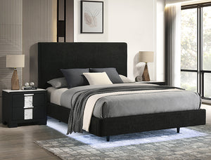 FABLE BLACK UPHOLSTERY LED BED