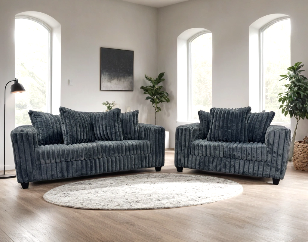 510 Sofa & Loveseat (Light Grey & Charcoal)