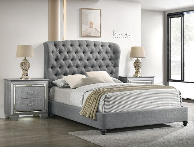 LINDA GRAY TUFTED BED