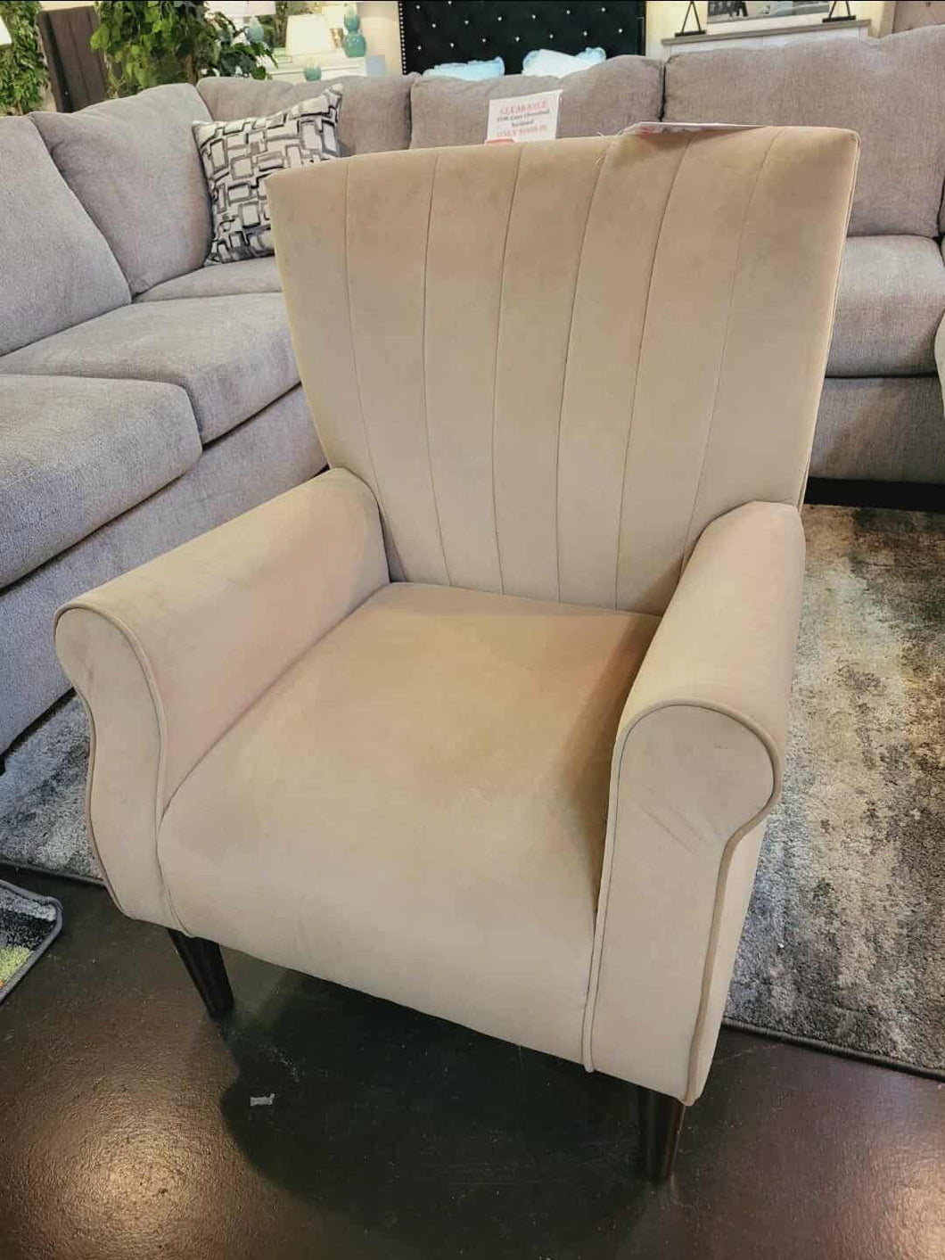 FLOOR MODEL CLEARANCE URIELLE BEIGE FABRIC ACCENT CHAIR