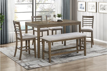 Load image into Gallery viewer, Emilia Brown 6pc Dining Table Set (Bench included)
