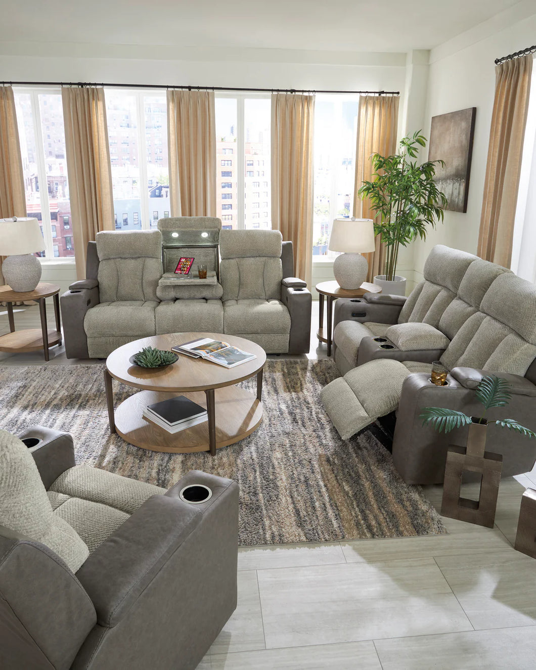 Ashley PC6320 WhipLash ( Sisal ) Reclining Set