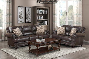 MILFORD BROWN LEATHER 2PC SOFA SET