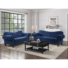 Load image into Gallery viewer, ROSALIE NAVY BLUE VELVET 2PC SOFA &amp; LOVESEAT SET
