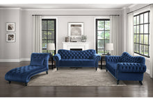 Load image into Gallery viewer, ROSALIE NAVY BLUE VELVET 2PC SOFA &amp; LOVESEAT SET
