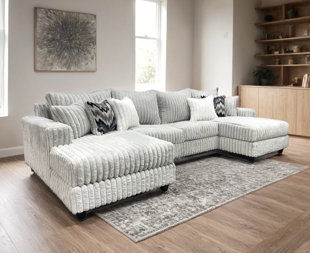 9700 Sectional Corduroy (Grey, Charcoal & Black)