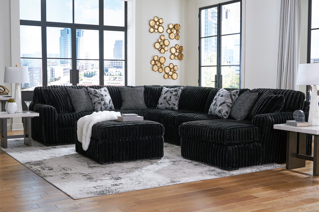 Ashley 981 4PC Oversized Sectional (Black & Chocolate)