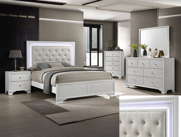 Lyssa Queen White LED 6pc Bedroom Set