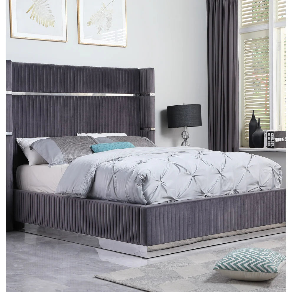 ASPEN VELVET PLATFORM QUEEN BED (4 COLORS)