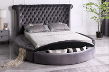 Load image into Gallery viewer, LUX QUEEN GREY VELVET PLATFORM STORAGE QUEEN BED
