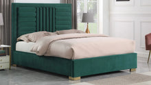 Load image into Gallery viewer, GREEN VELVET PLATFORM KING BED ONLY
