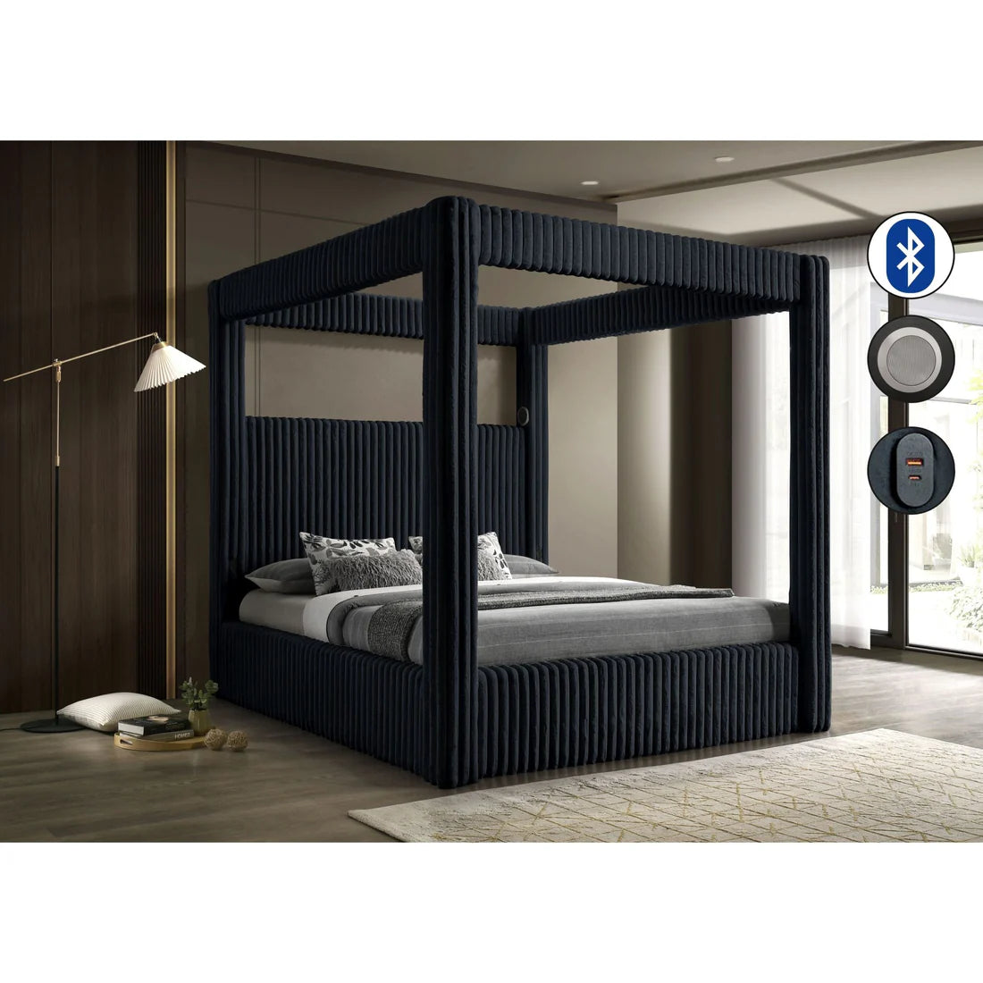 B9013 Atlam Black Canopy Bed – Mattress Shack