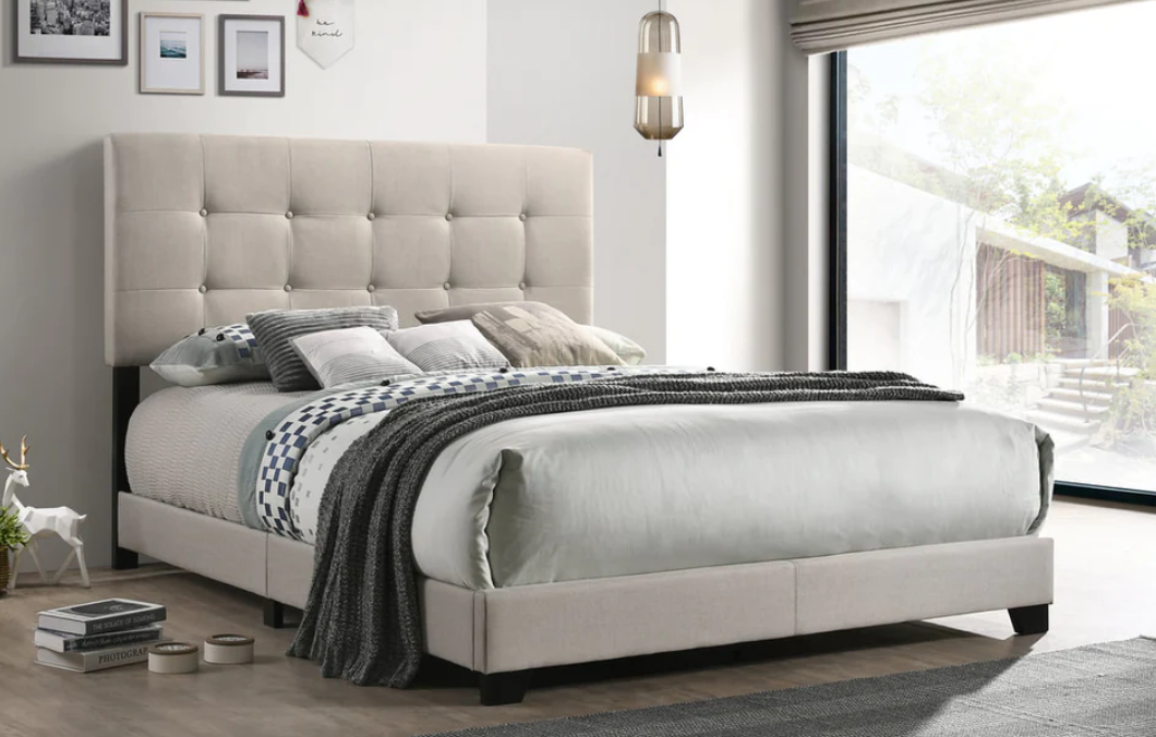 CLEARANCE FULL BEIGE FABRIC BED ONLY