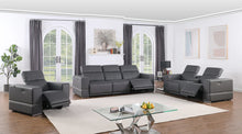 Load image into Gallery viewer, MI-1123 Franco (Light Grey &amp; Light Blue &amp; Grey &amp; Black) Reclining Set
