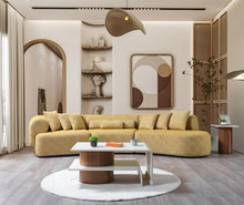 Load image into Gallery viewer, Lena Boucle 3-Piece Curved 145&quot; Sectional (Mustard &amp; Orange)
