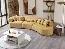 Load image into Gallery viewer, Lena Boucle 3-Piece Curved 145&quot; Sectional (Mustard &amp; Orange)
