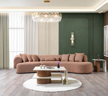 Load image into Gallery viewer, Lena Boucle 3-Piece Curved 145&quot; Sectional (Mustard &amp; Orange)
