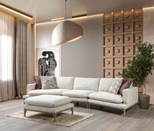 Load image into Gallery viewer, Dylan Ivory Linen 3-Piece Curved 126&quot; Sectional with Ottoman
