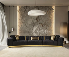 Load image into Gallery viewer, Michelle Black Velvet 3-Piece Curved 165&quot; Sectional
