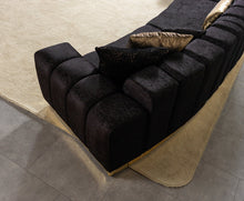 Load image into Gallery viewer, Michelle Black Velvet 3-Piece Curved 165&quot; Sectional

