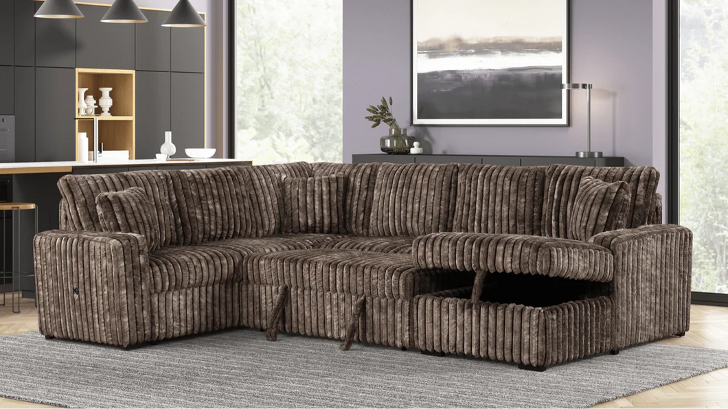 S3675 Raha II Sectional (White & Brown)