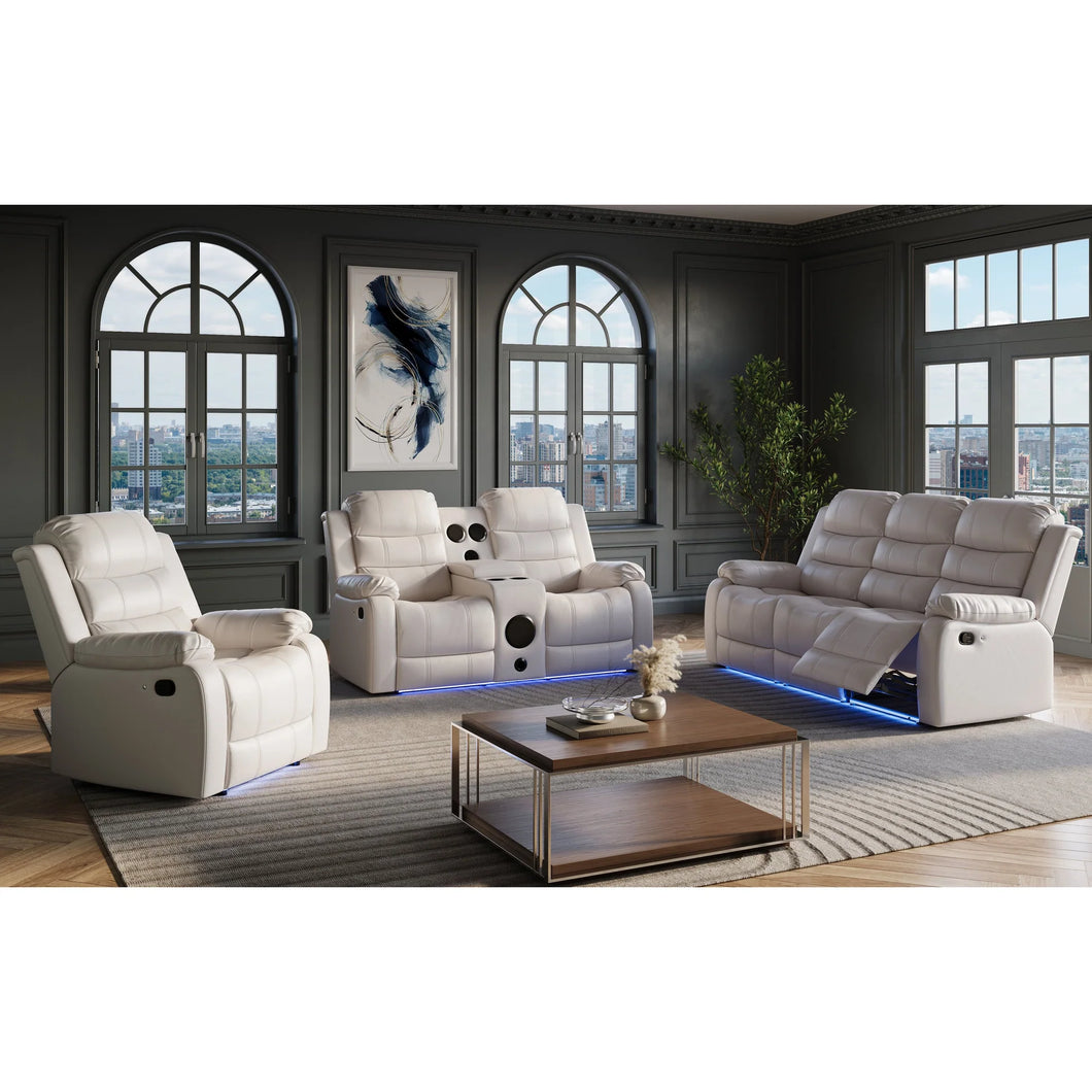 S1887 Marisol  Reclining Set (White & Brown)