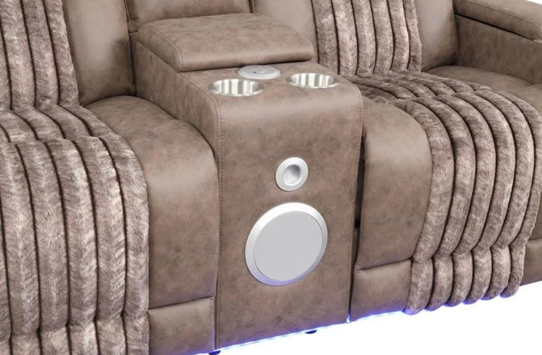 S4225 Lita Reclining Set ( Brown & Black & Grey)