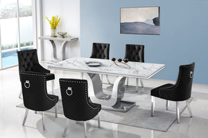 YASMINE 7PC MARBLE DINING SET (2 COLORS)