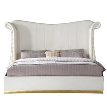 Load image into Gallery viewer, MODERN LUNA CREAM PLATFORM BED 66 INCH HEADBOARD
