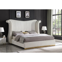 Load image into Gallery viewer, LUNA NAILHEAD PLATFORM BED IN BLACK OR GRAY VELVET Or CREAM
