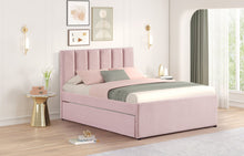 Load image into Gallery viewer, MAYA Pink Platform Bed w/ Trundle
