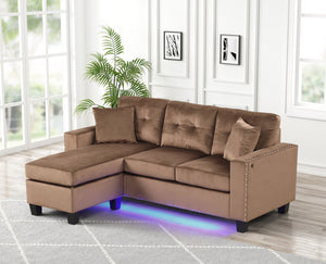 MESSI FABRIC LED REVERSIBLE SECTIONAL (2 COLORS)